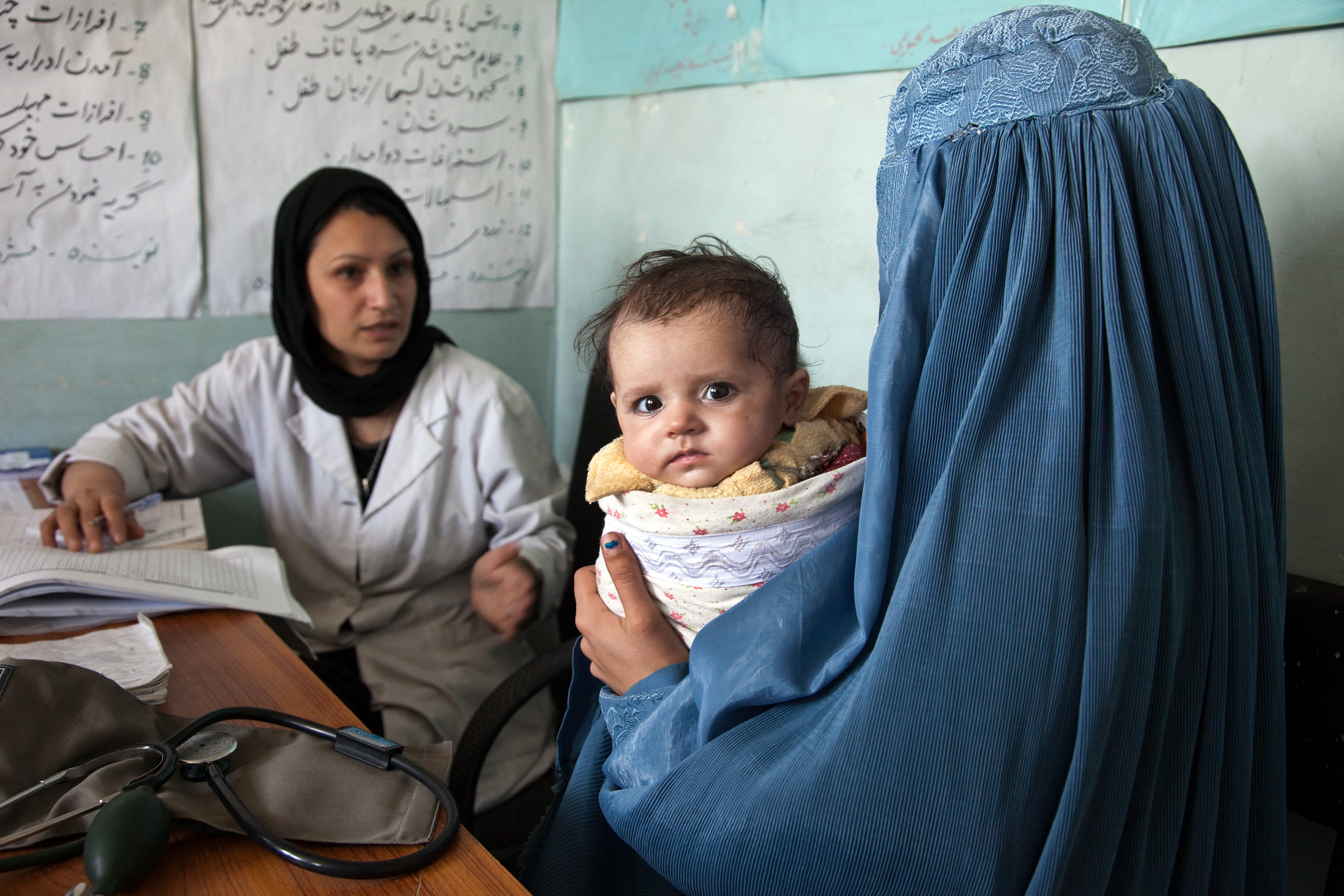 Mother and child at doctors office