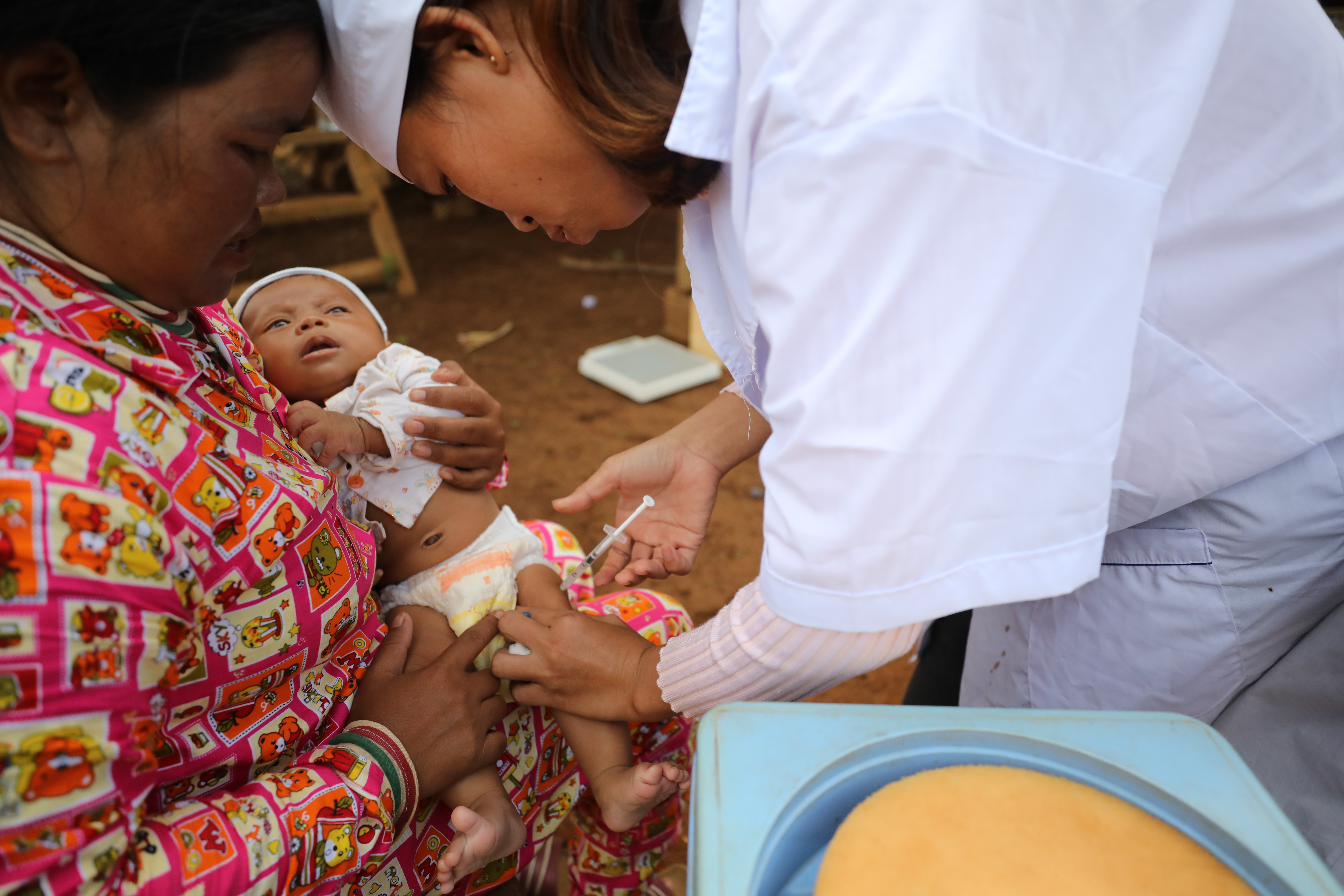 baby being vaccinated