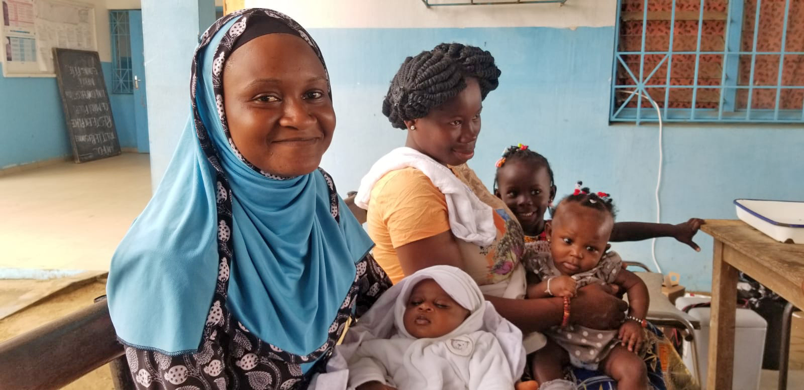 Mothers waiting at a health center in Cote d'Ivoire