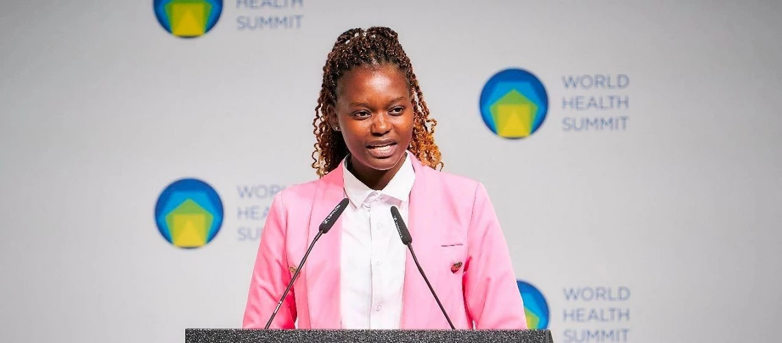 Tjedu Moyo speaks at the GFF Pledging Event, World Health Summit, Berlin, October 2023